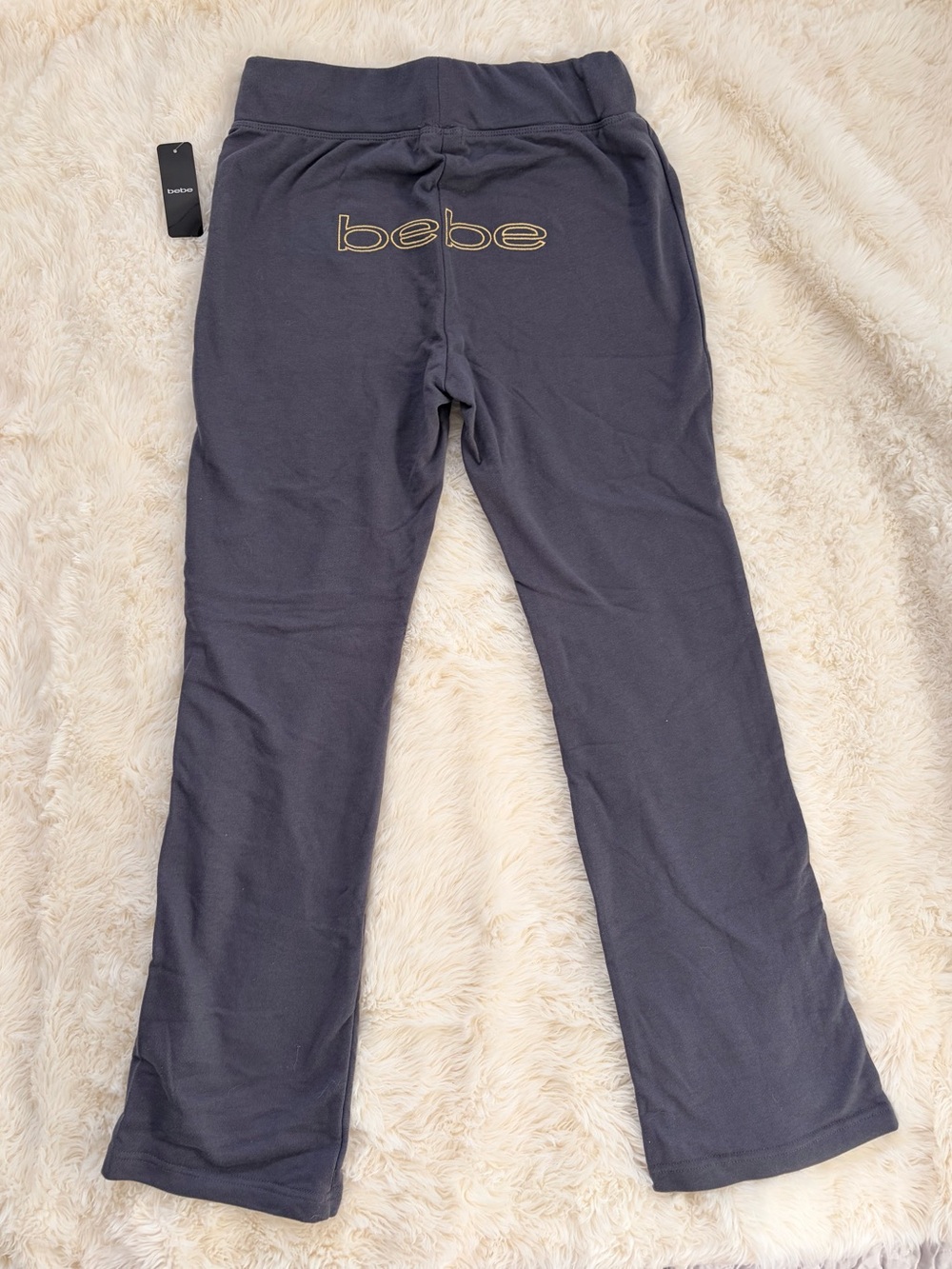 bebe Charcoal Grey Sweatpants with Gold Logo Accent Sz M